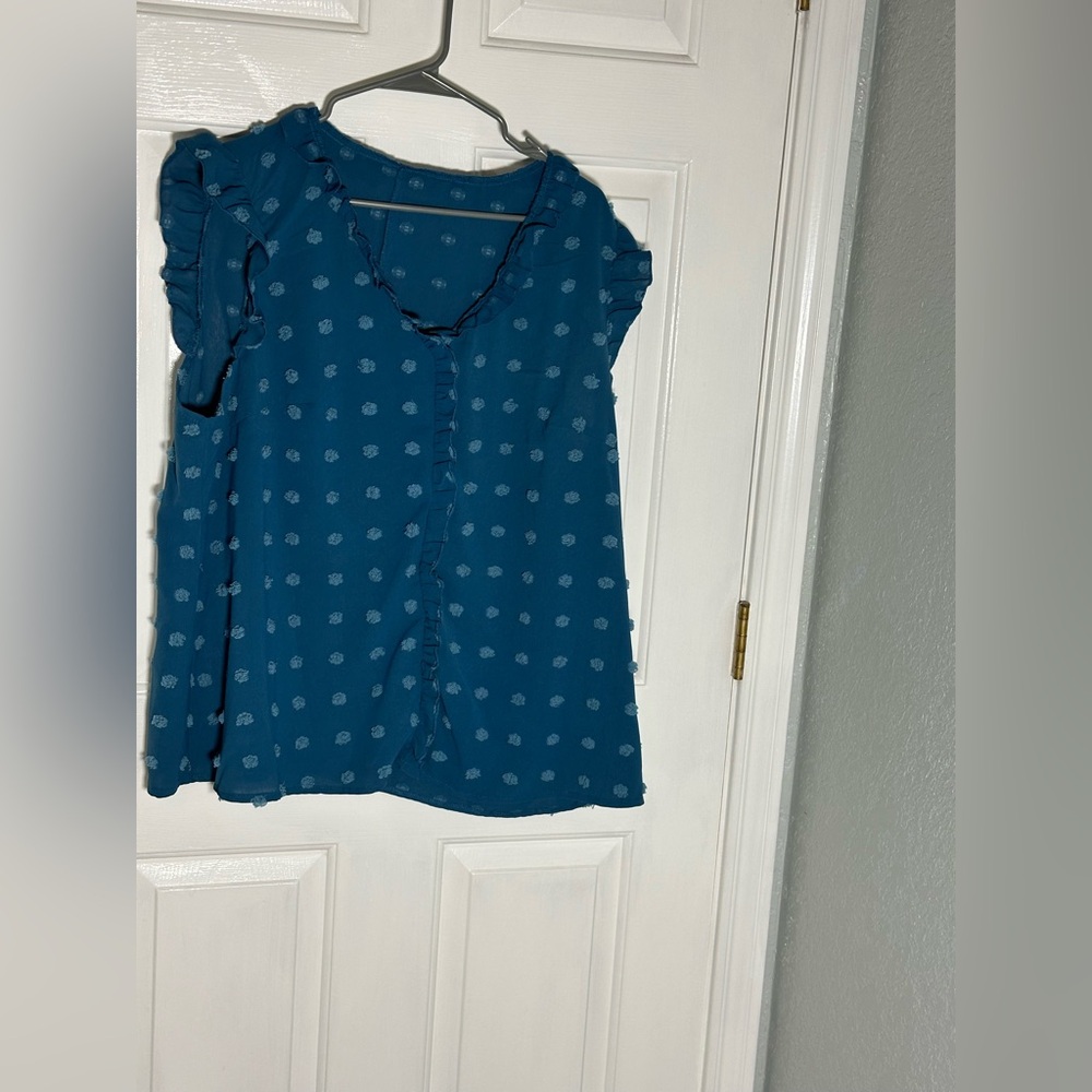 SHEIN Teal Ruffle Sleeve Blouse 3xl